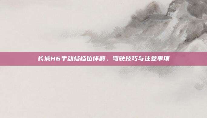 长城H6手动档档位详解,驾驶技巧与注意事项