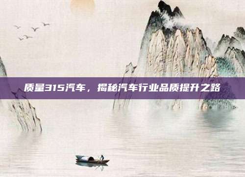 质量315汽车,揭秘汽车行业品质提升之路