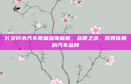 长安铃木汽车质量深度解析，品质之选，值得信赖的汽车品牌