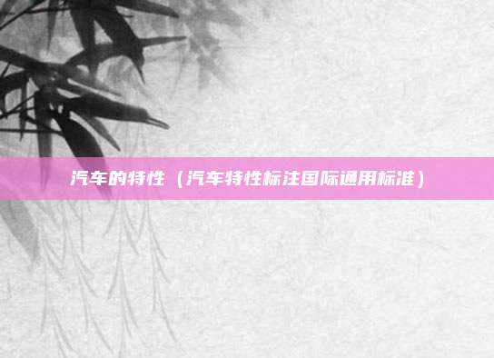 汽车的特性(汽车特性标注国际通用标准)