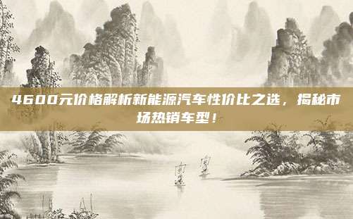 4600元价格解析新能源汽车性价比之选，揭秘市场热销车型！