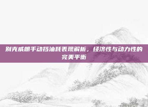 别克威朗手动挡油耗表现解析,经济性与动力性的完美平衡