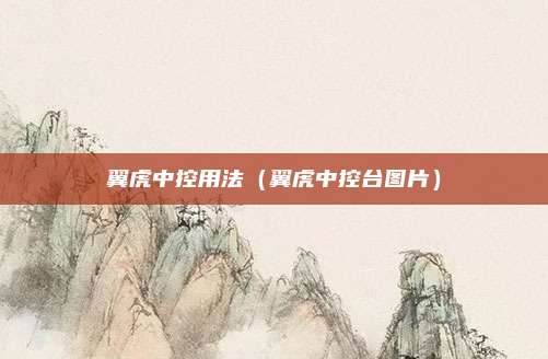翼虎中控用法(翼虎中控台图片)