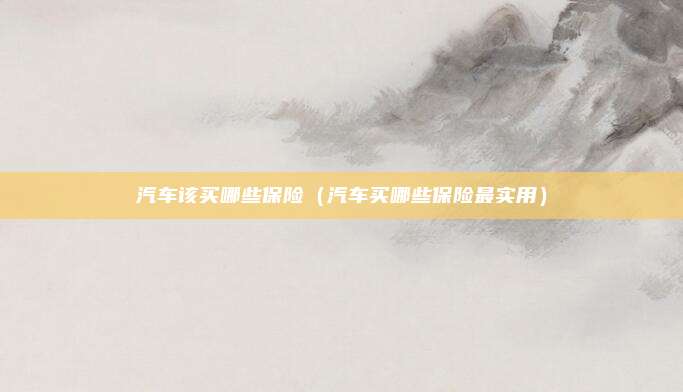 汽车该买哪些保险（汽车买哪些保险最实用）