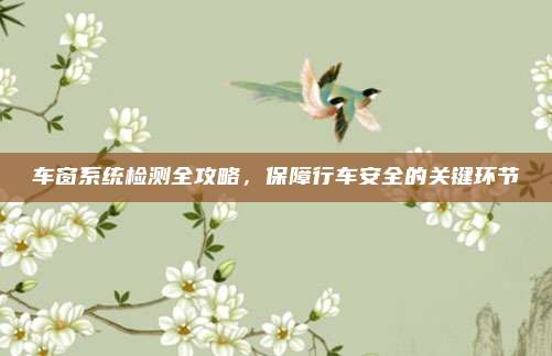 车窗系统检测全攻略，保障行车安全的关键环节