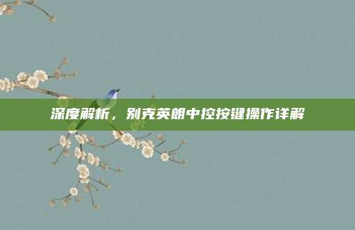 深度解析，别克英朗中控按键操作详解