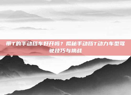 带T的手动挡车好开吗?揭秘手动挡T动力车型驾驶技巧与挑战