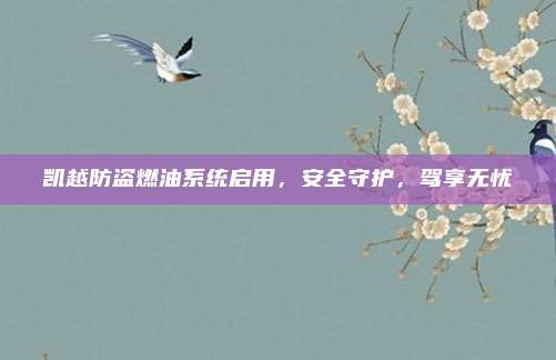 凯越防盗燃油系统启用,安全守护,驾享无忧