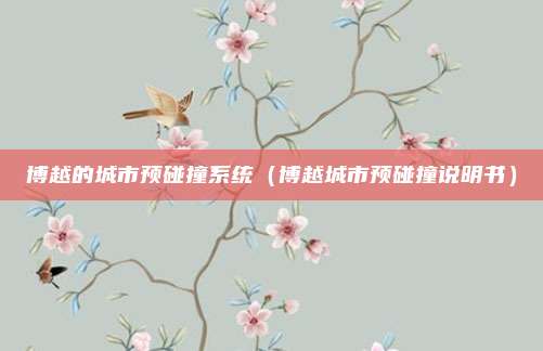 博越的城市预碰撞系统(博越城市预碰撞说明书)