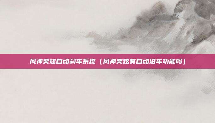 风神奕炫自动刹车系统（风神奕炫有自动泊车功能吗）