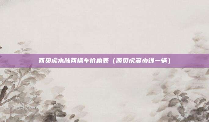 西贝虎水陆两栖车价格表（西贝虎多少钱一辆）