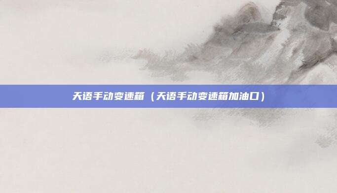 天语手动变速箱(天语手动变速箱加油口)