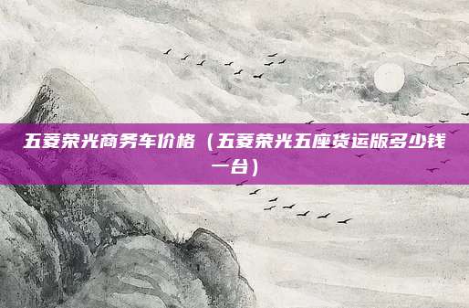五菱荣光商务车价格（五菱荣光五座货运版多少钱一台）