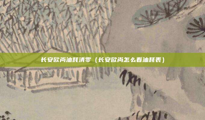 长安欧尚油耗清零（长安欧尚怎么看油耗表）