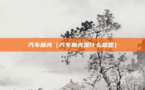 汽车抛光（汽车抛光是什么意思）