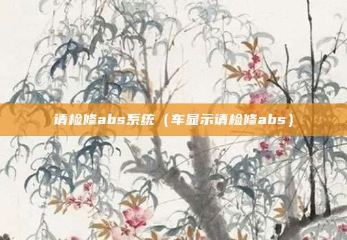 请检修abs系统（车显示请检修abs）