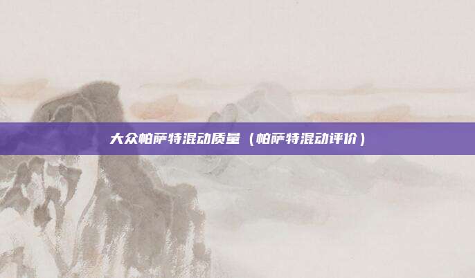 大众帕萨特混动质量（帕萨特混动评价）