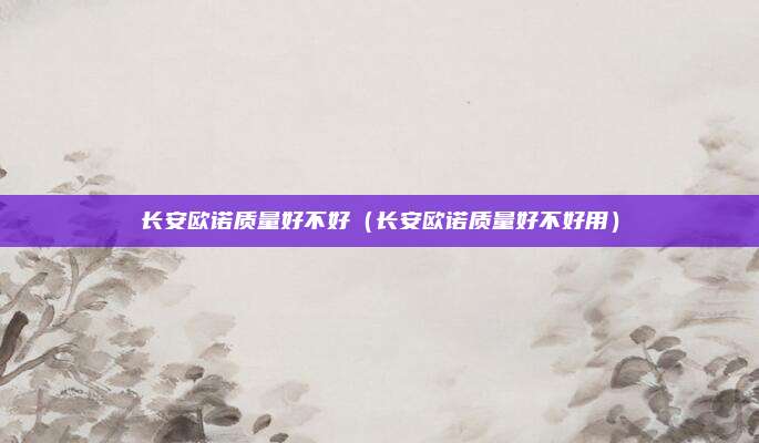 长安欧诺质量好不好（长安欧诺质量好不好用）