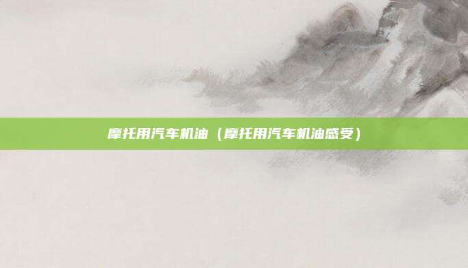 摩托用汽车机油(摩托用汽车机油感受)