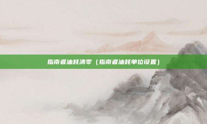 指南者油耗清零（指南者油耗单位设置）