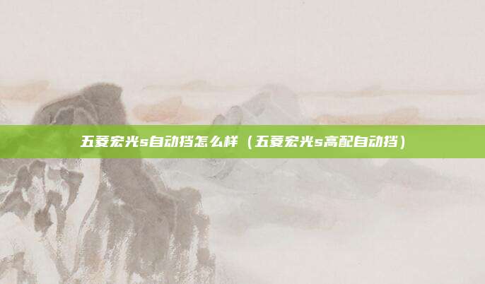 五菱宏光s自动挡怎么样（五菱宏光s高配自动挡）