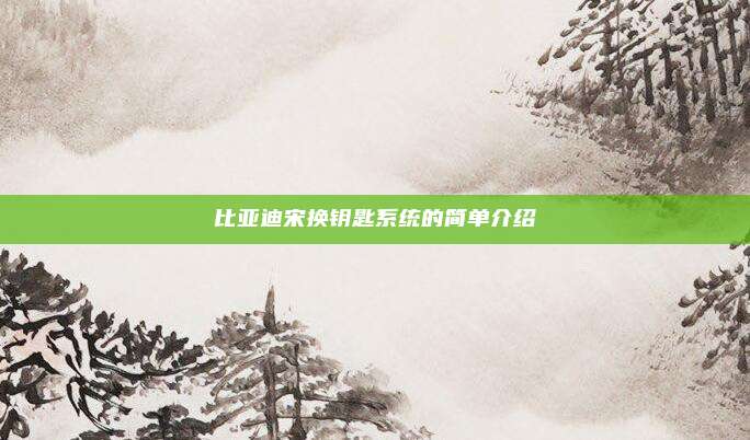 比亚迪宋换钥匙系统的简单介绍