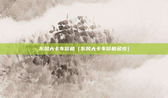 东风大卡车价格（东风大卡车价格多少）