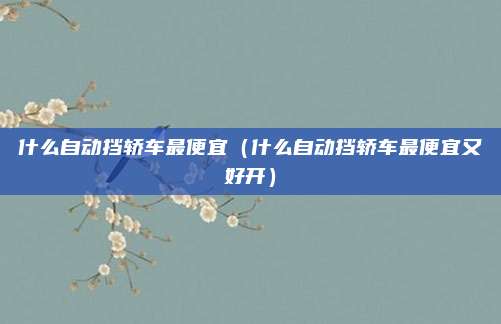 什么自动挡轿车最便宜(什么自动挡轿车最便宜又好开)