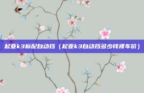起亚k3标配自动挡（起亚k3自动挡多少钱裸车价）