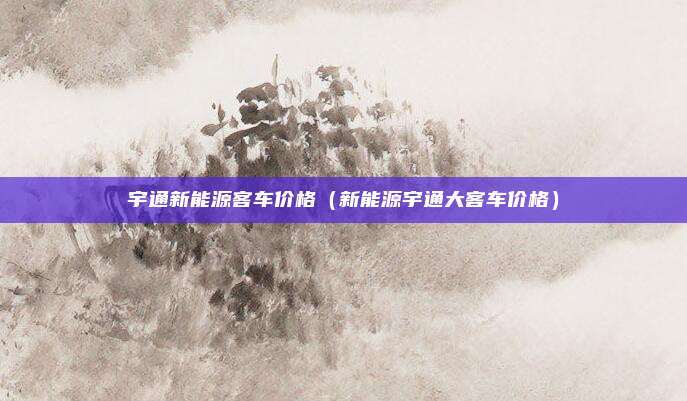 宇通新能源客车价格(新能源宇通大客车价格)