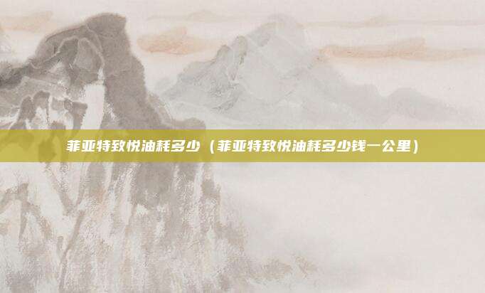 菲亚特致悦油耗多少(菲亚特致悦油耗多少钱一公里)