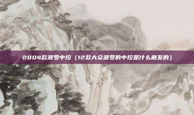 2004款波罗中控（12款大众波罗的中控是什么触发的）
