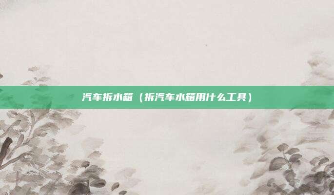 汽车拆水箱(拆汽车水箱用什么工具)