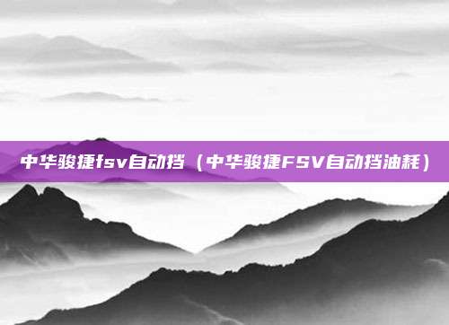 中华骏捷fsv自动挡（中华骏捷FSV自动挡油耗）