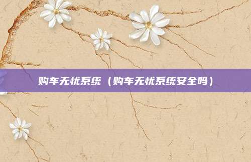 购车无忧系统（购车无忧系统安全吗）