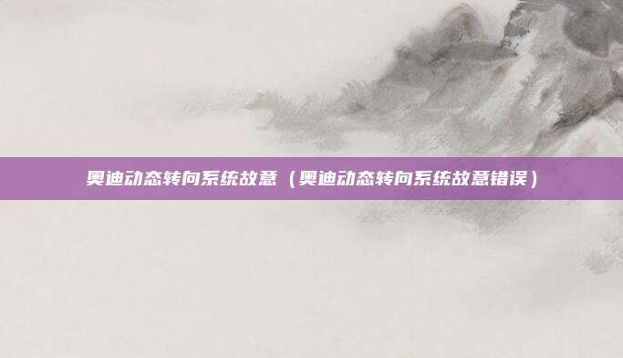 奥迪动态转向系统故意(奥迪动态转向系统故意错误)