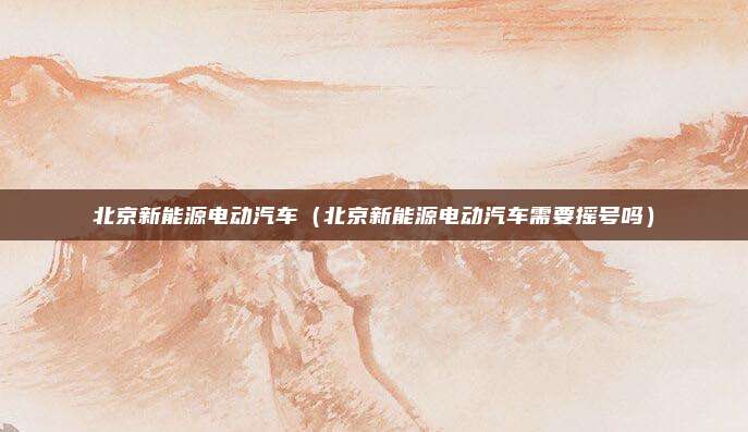 北京新能源电动汽车（北京新能源电动汽车需要摇号吗）