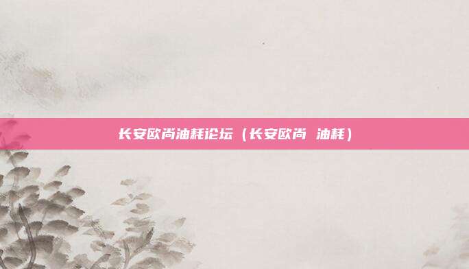 长安欧尚油耗论坛（长安欧尚 油耗）