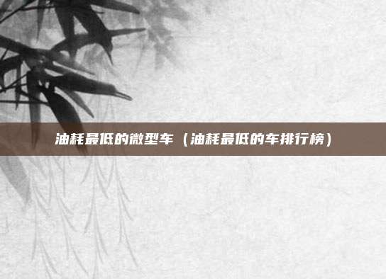 油耗最低的微型车（油耗最低的车排行榜）