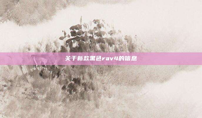 关于新款黑色rav4的信息