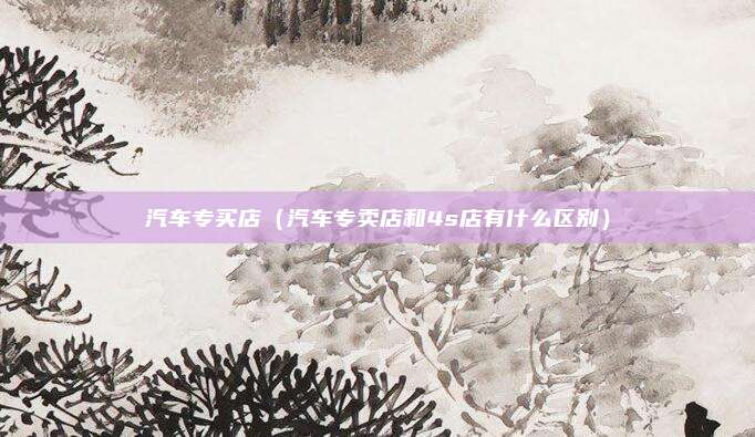 汽车专买店（汽车专卖店和4s店有什么区别）