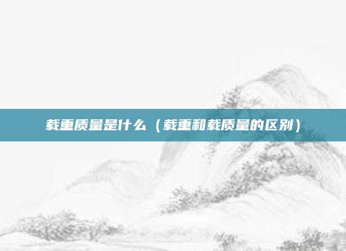 载重质量是什么（载重和载质量的区别）