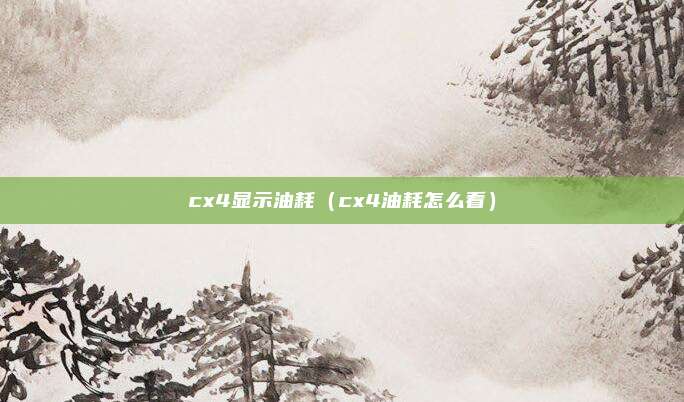cx4显示油耗（cx4油耗怎么看）