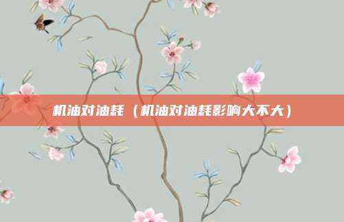 机油对油耗（机油对油耗影响大不大）