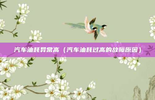 汽车油耗异常高（汽车油耗过高的故障原因）