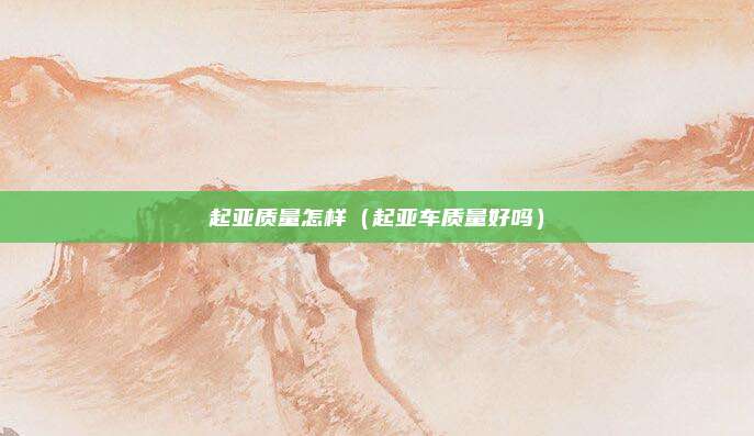 起亚质量怎样（起亚车质量好吗）