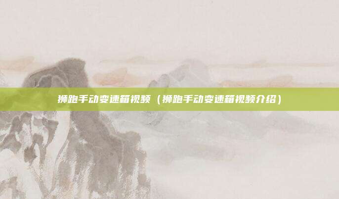 狮跑手动变速箱视频（狮跑手动变速箱视频介绍）