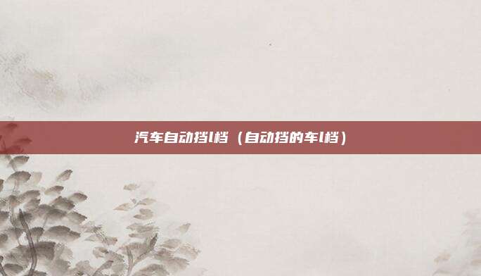 汽车自动挡l档(自动挡的车l档)