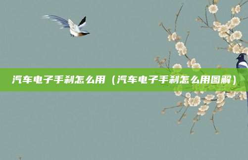 汽车电子手刹怎么用（汽车电子手刹怎么用图解）