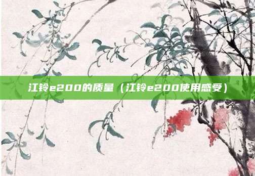 江铃e200的质量（江铃e200使用感受）